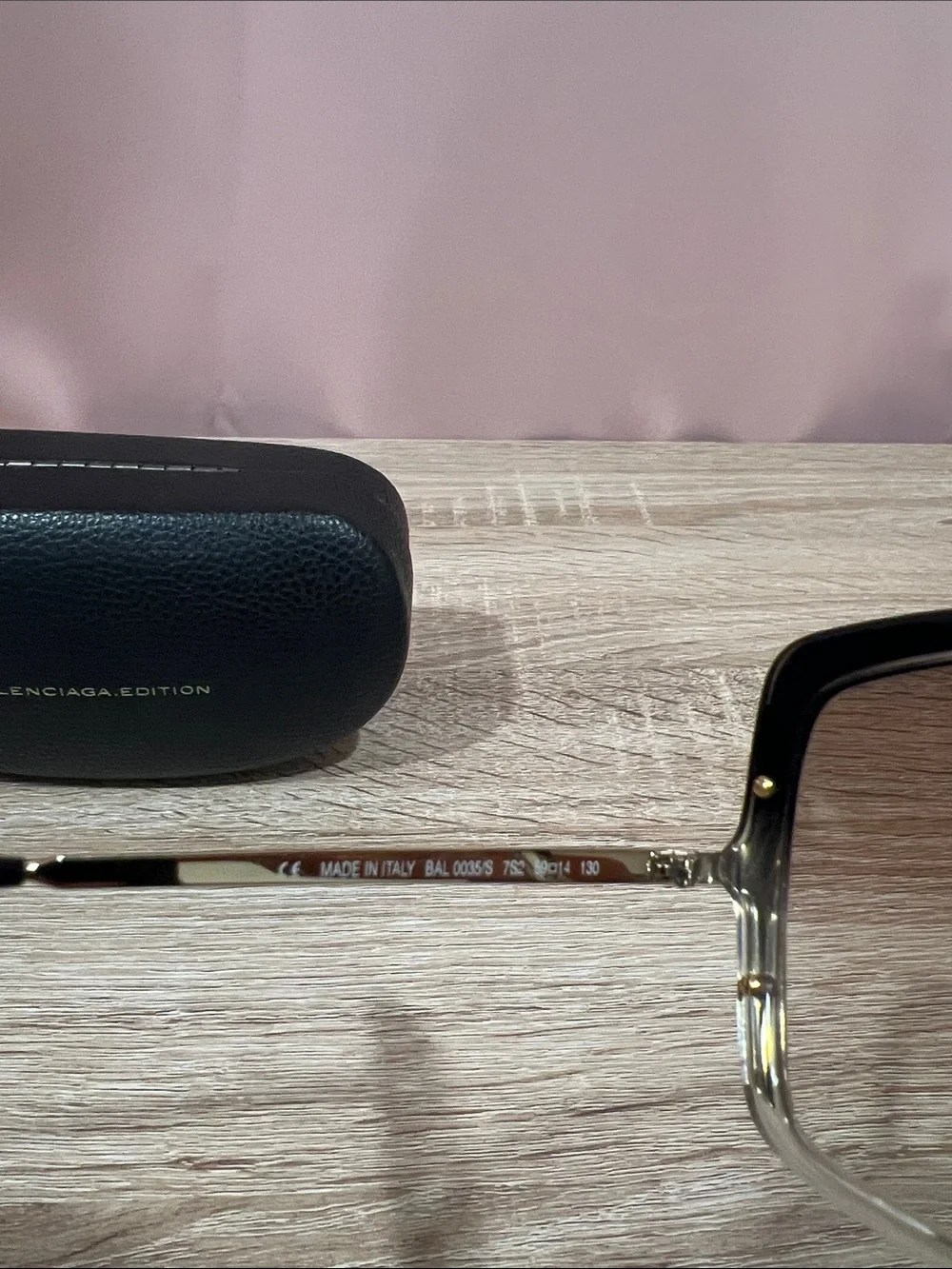 Balenciaga Black-to-Clear Frame Sunglasses with Brown Gradient Lenses